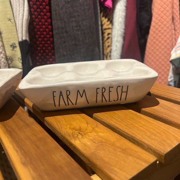 Rae Dunn "Farm Fresh & Free Range" Ceramic Egg Trays Set of 2 (Holds 12 Eggs) - Picture 2 of 7